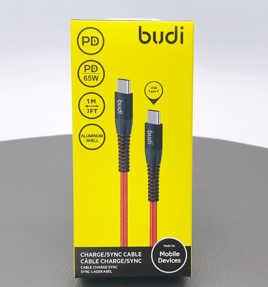 Budi 1m 65W PD Type-C to Type-C cable M8J198TT