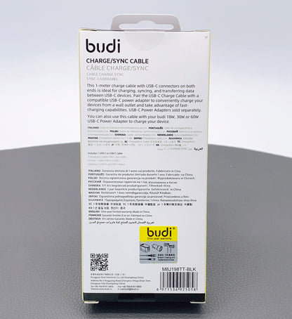 Budi 1m 65W PD Type-C to Type-C cable M8J198TT