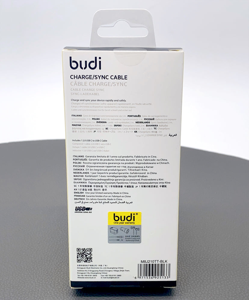 Budi 1m PD 65W Type-C to Type-C cable M8J210TT