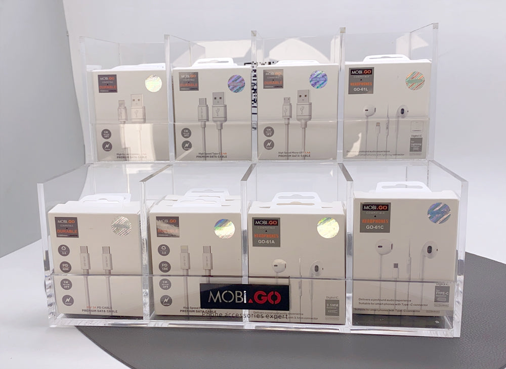 Double shelf display showcase for Mobigo