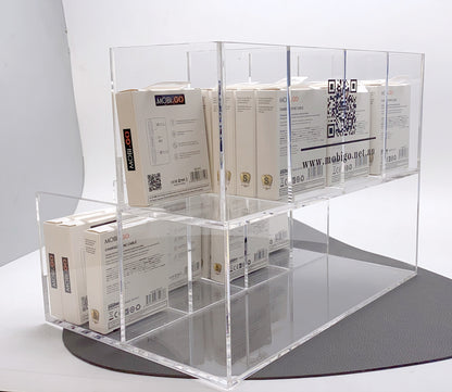 Double shelf display showcase for Mobigo