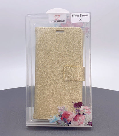 iPhone 13 6.1 glitter Bluemoon wallet case (14 6.1 fit)