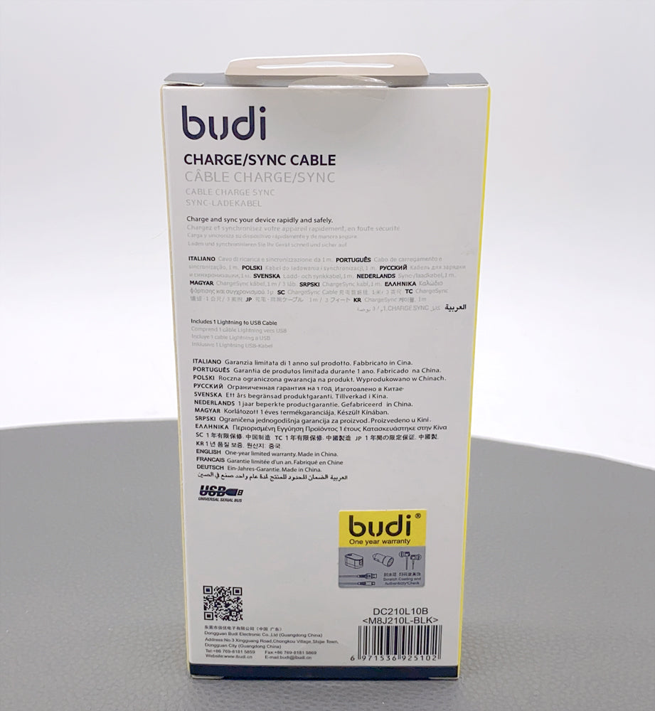 Budi 1m 2.4A lightning cable M8J210L