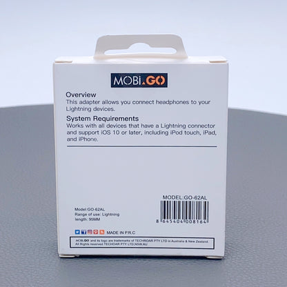 Mobigo 12cm lightning to 3.5mm Aux headphone jack adapter GO62AL