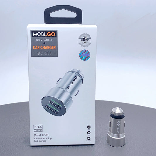 Mobigo dual USB aluminum allog fast car charger GO205