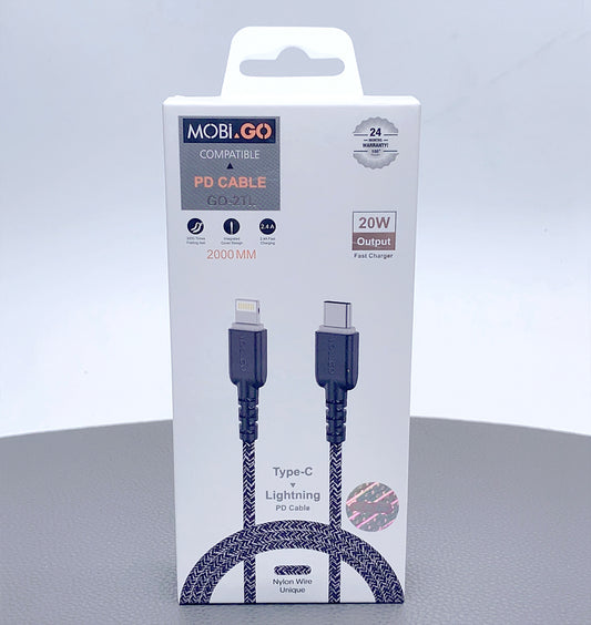 Mobigo 2m nylon PD 20W Type-C to lightning cable GO2TL