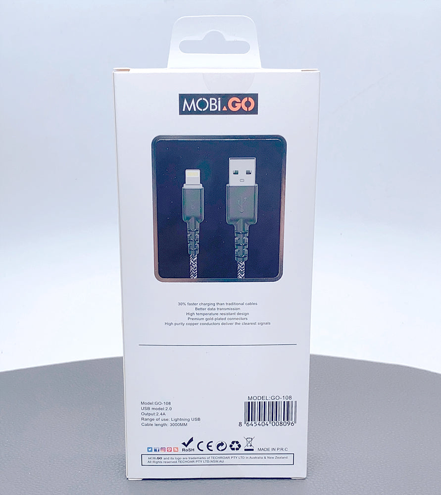 Mobigo 3m nylon Lightning cable GO108