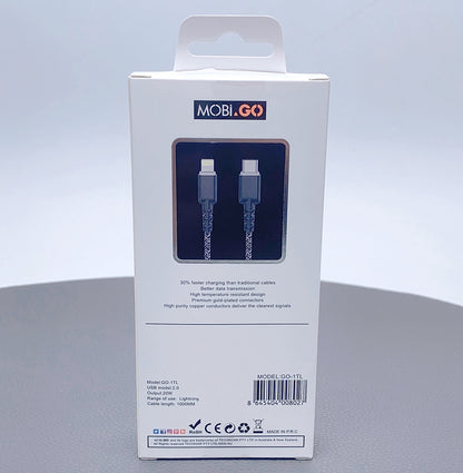 Mobigo 1m nylon PD 20W Type-C to lightning cable GO1TL