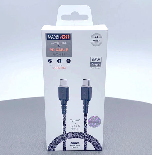 Mobigo 2m nylon PD 65W Type-C to Type-C cable GO2TT