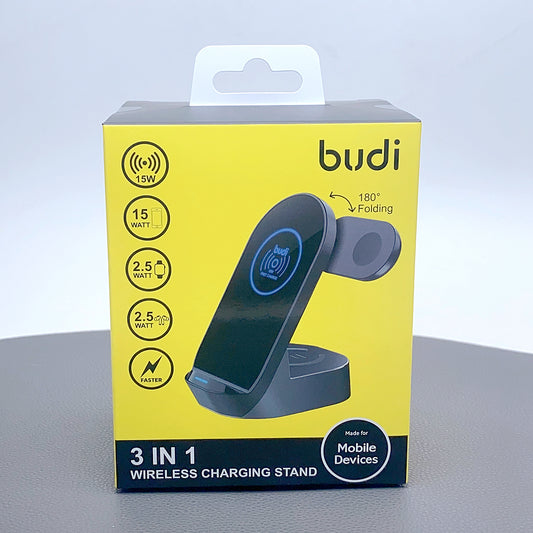 Budi 15W 3 in 1 wireless folding charging stand charger WL4300B ( working for apple watch and airpod )