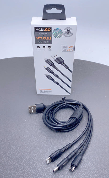 Mobigo 1.2m 3 in 1 cable GO3TLM