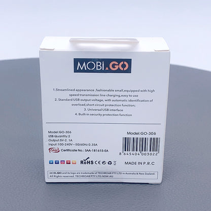 Mobigo 2.1A fast wall charger GO306
