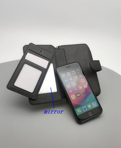 iPhone ipX leather megshi magnetic zip wallet handholding trap case