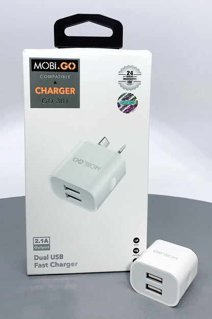 Mobigo dual USB fast home charger GO301