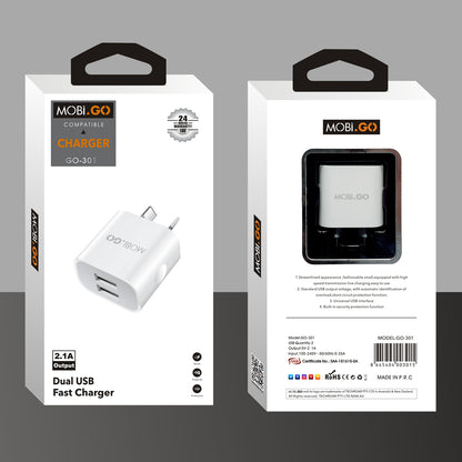 Mobigo dual USB fast home charger GO301