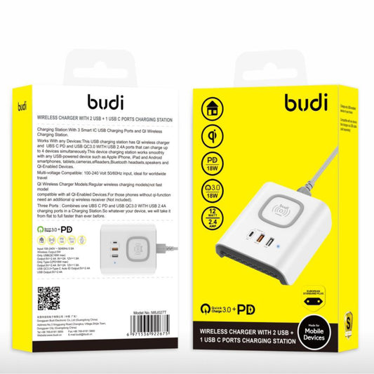 budi qi wireless charger with 3 USB charging station au plug M8J027W