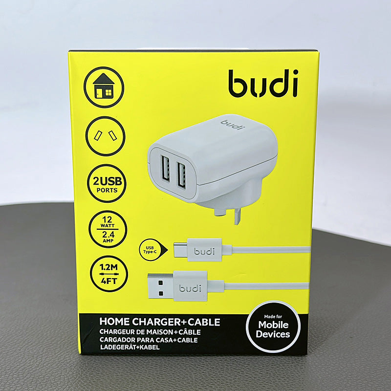 Budi home charger with Type-C cable AC339ATW