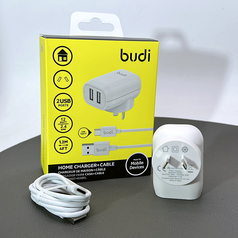 Budi home charger with Type-C cable AC339ATW
