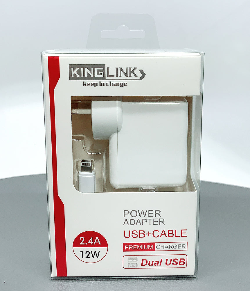 Kinglink dual USB home charger with lightning cable M8J906L