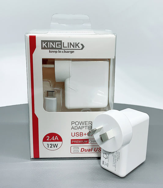 Kinglink dual USB home charger with type-c cable M8J906T