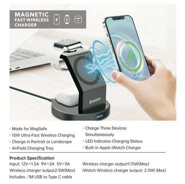 Maxguard  15W 3 in 1 wireless MagSafe charger  CW03